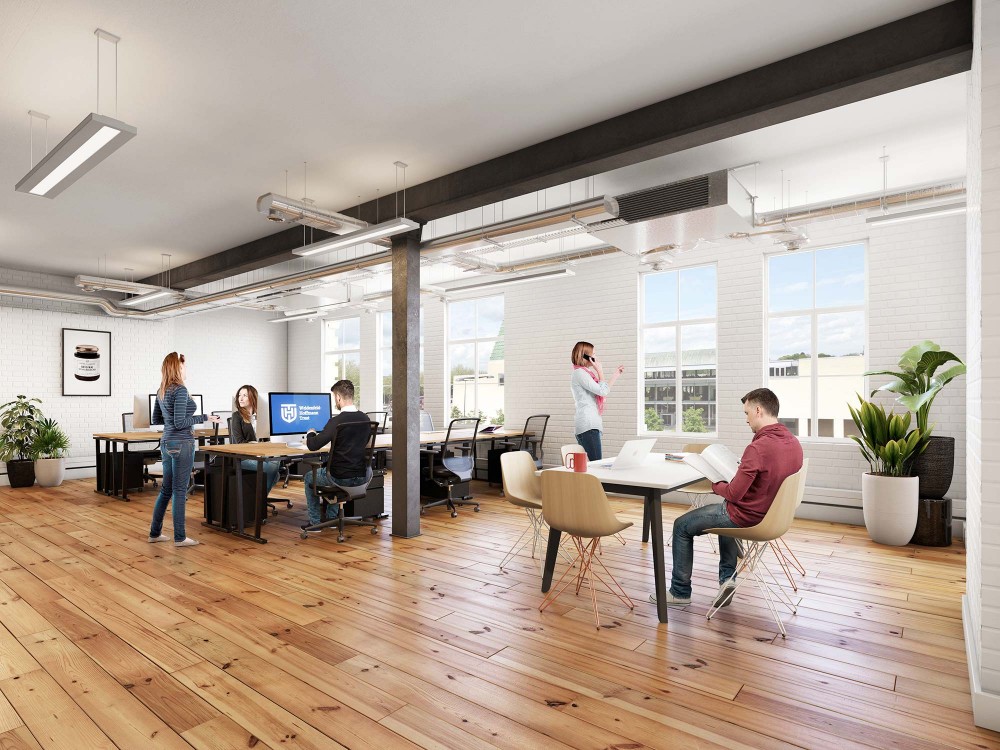 interior office cgi of the jam factory in oxford