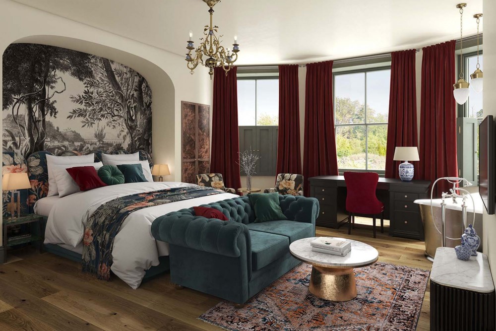 interior architectural rendering cgi bush hall hatfield photorealistic marketing view hotel bedroom