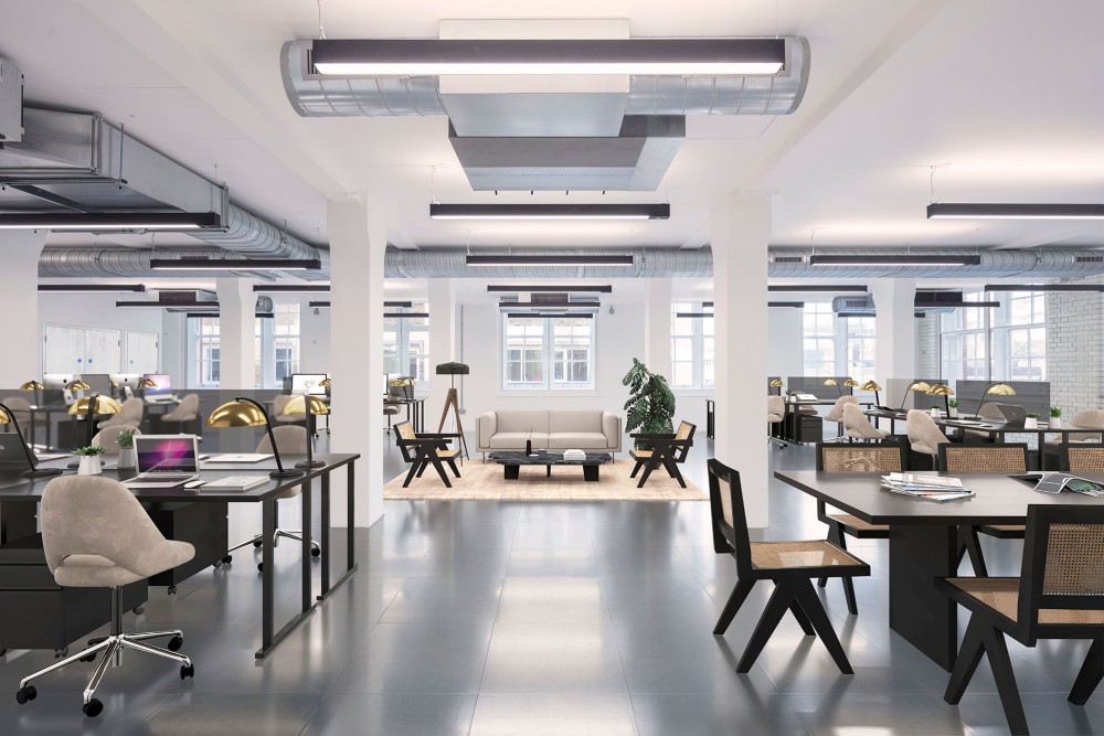 interior rendering photomontage of office of union house in southwark