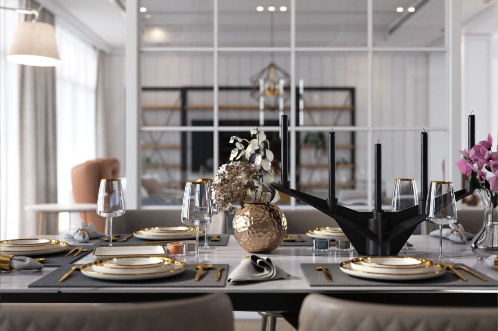 interior rendering dining room cgi of PLK6 in Saudi Arabia